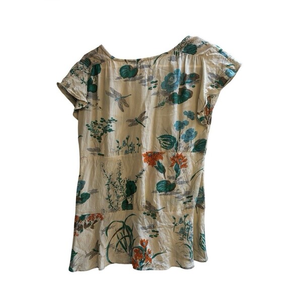Anthropologie 2000’s Y2k Dragonfly Floral 100% Silk Top Boho Fairycore Sz 6 - Picture 3 of 5